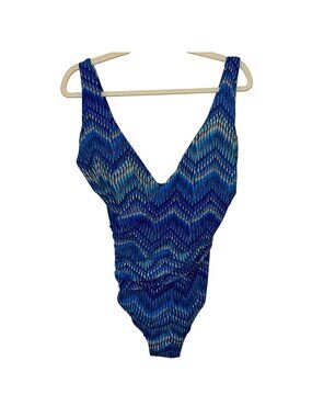 L.L.Bean Women's One-Piece Swimsuit Size 14 Blue UPF 50+ Quick-Dry Fabric